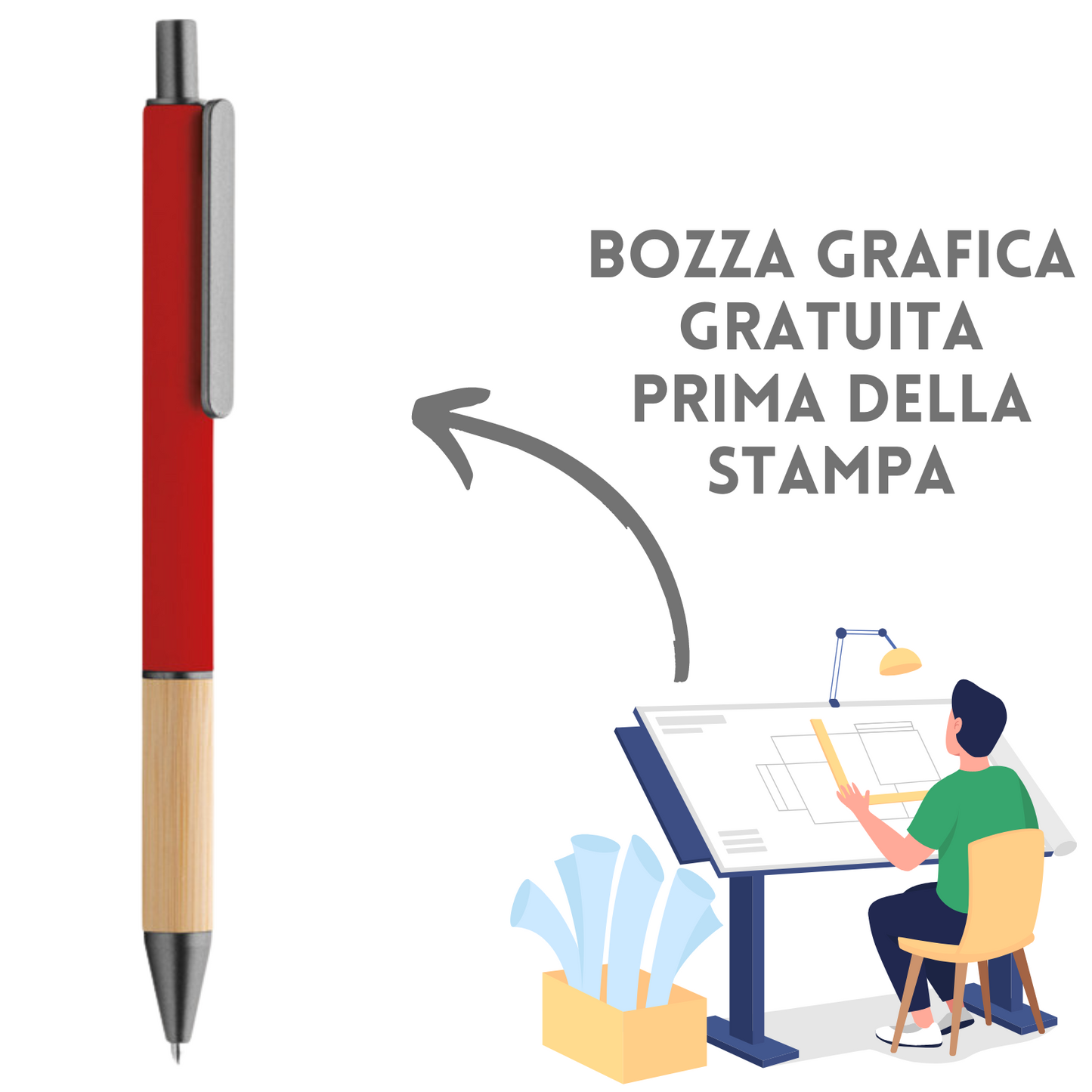 Penne personalizzate grip in bambù | Cod. PD534