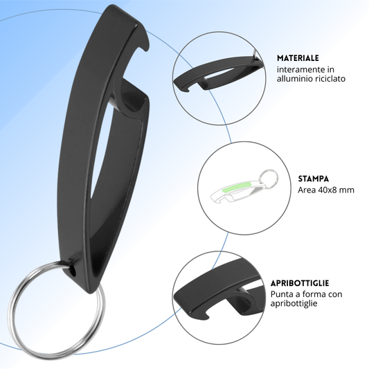 Portachiavi apribottiglia in alluminio con incisione | 3911
