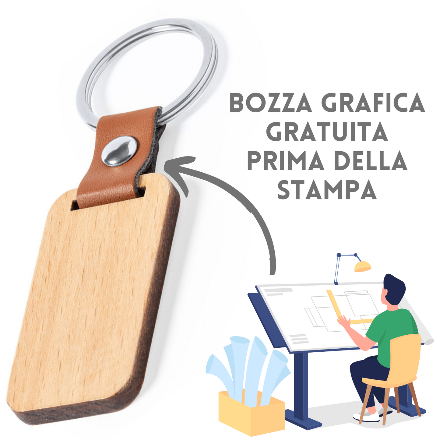 Portachiavi personalizzato in legno 1411