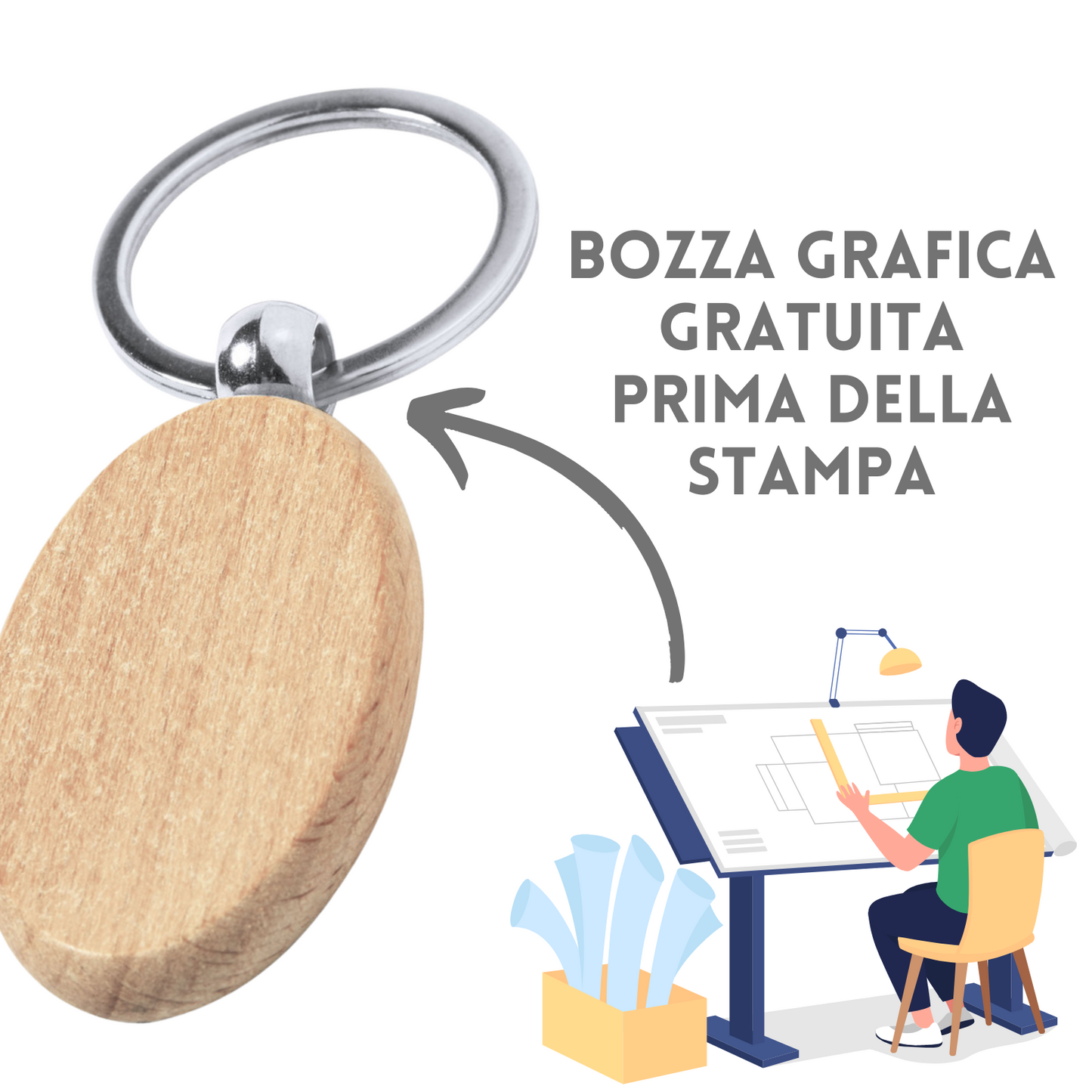 Portachiavi personalizzato in legno 6204