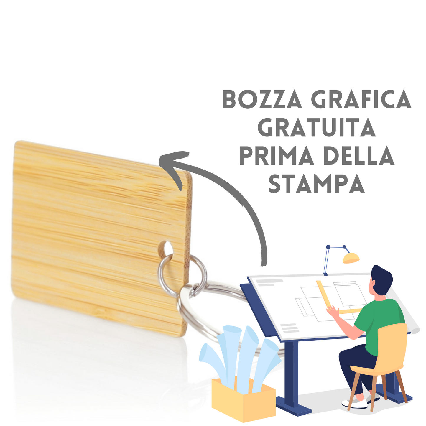 Portachiavi personalizzato in bamboo 6809