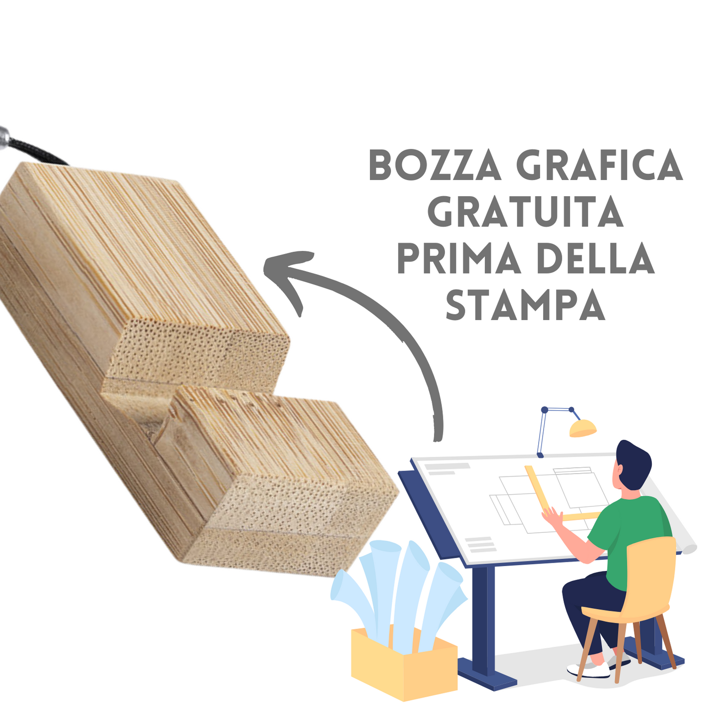 Portachiavi in bambù supporto smartphone 6796