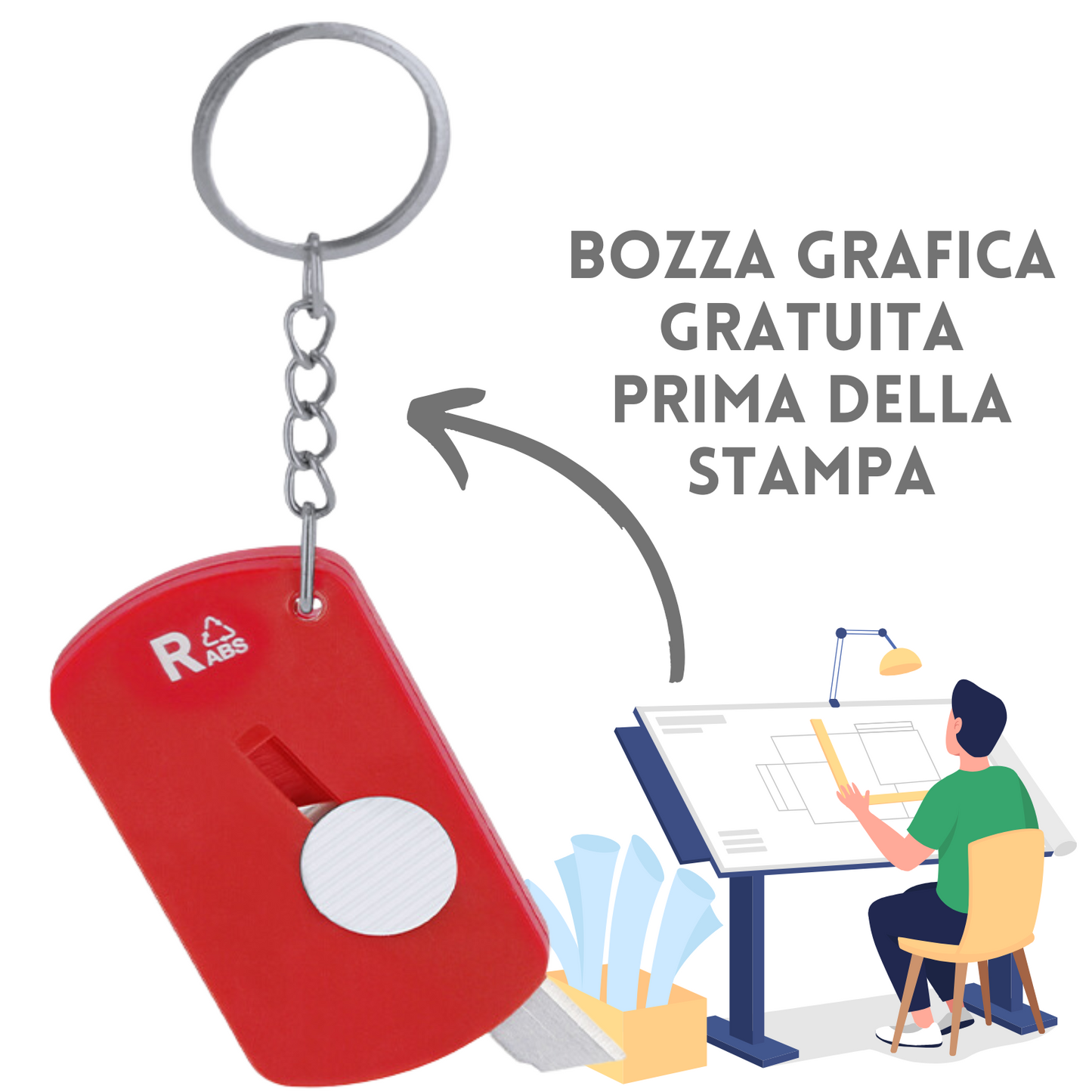 Portachiavi personalizzati con taglierino | Cod. 21676
