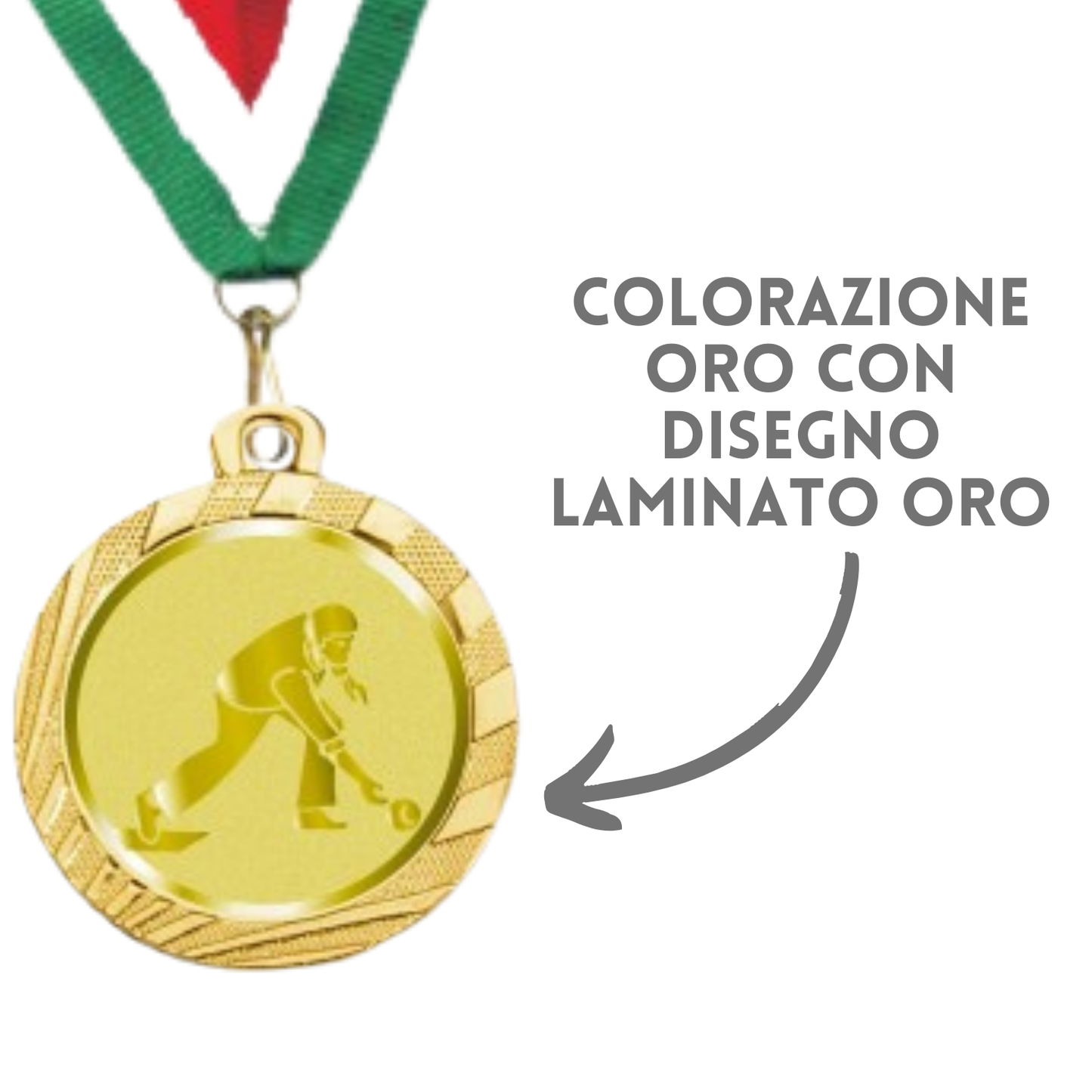 Medaglie Bocce in stock personalizzate 32 mm oro | Cod. 23.001.1XG