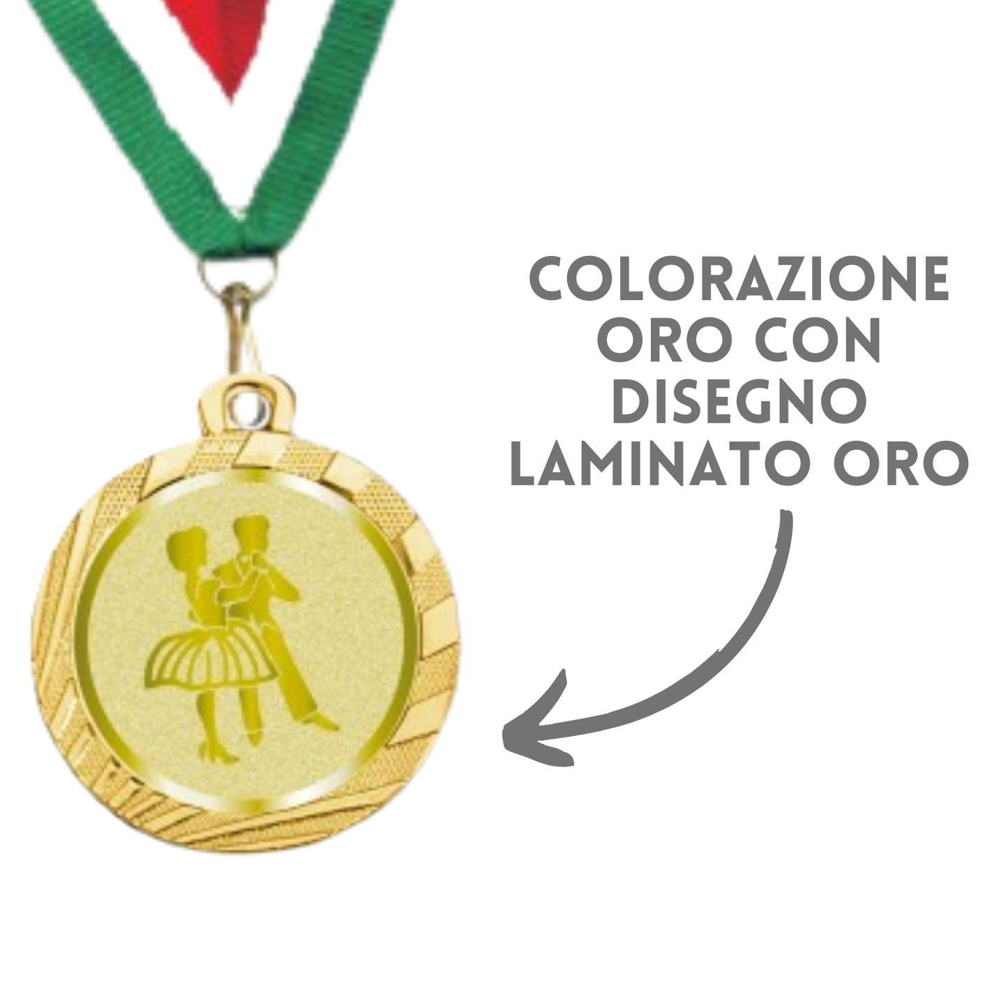 Medaglie ballo in stock personalizzate 32 mm oro | Cod. 23.001.1XS