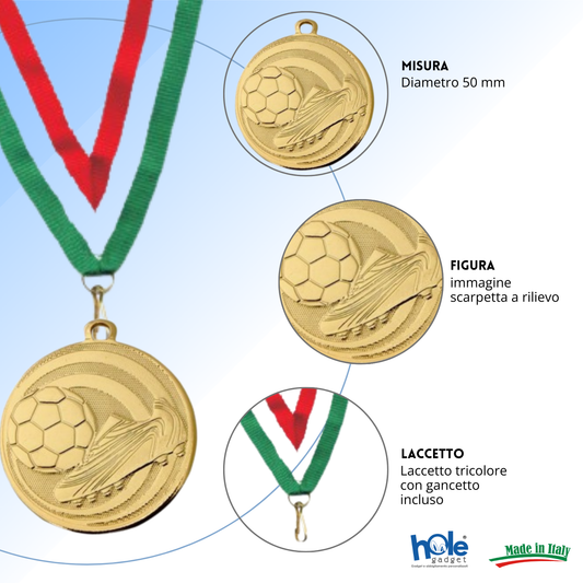 Medaglie calcio personalizzate 45 mm oro | 23.05.45.51G
