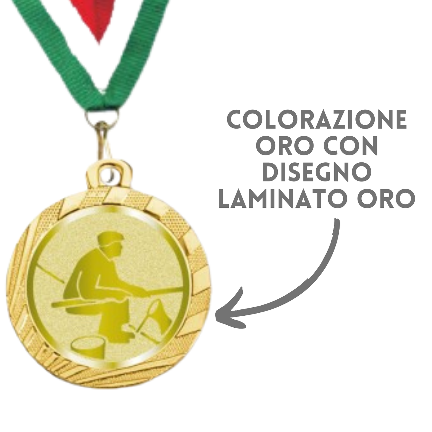 Medaglie Pesca in stock personalizzate 32 mm oro | Cod. 23.001.1XH