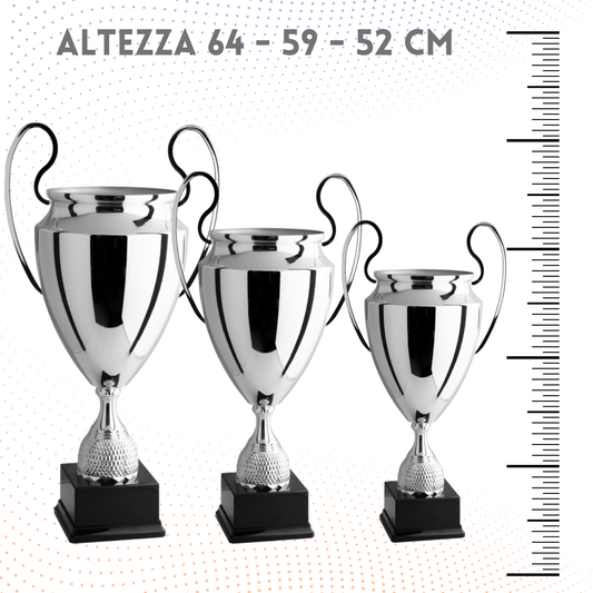 Tris di premiazioni personalizzate con manici 64 - 59 - 52 cm | Cod. 1.001T