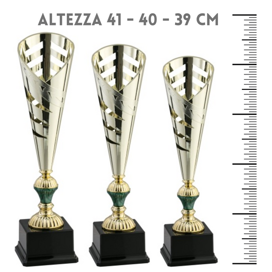 Tris di coppe trofeo personalizzate