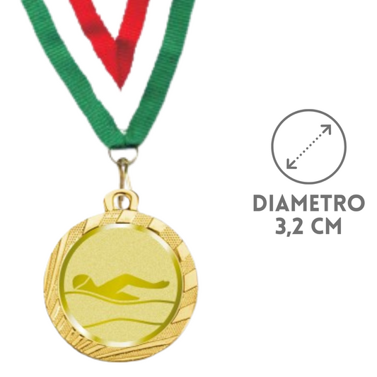 Medaglie Premio Nuoto in stock personalizzate 32 mm oro | Cod. 23.001.1XN