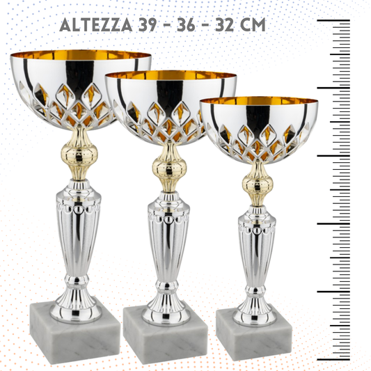 Tris di coppe personalizzate 39 - 36 - 33 cm | Cod. 10.021T