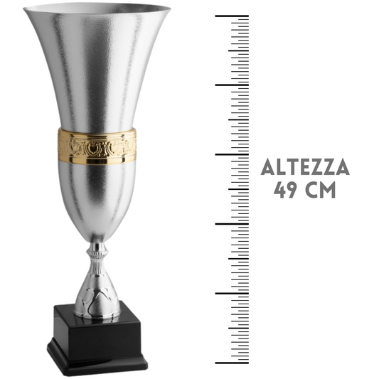 Trofeo moderno lavorazione ruvida e gradone dorato 49 cm | Cod. 2.413