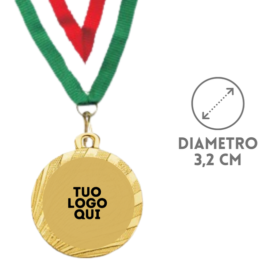 Medaglie personalizzate fronte e retro in stock personalizzate 32 mm oro | Cod. 23.003.65G