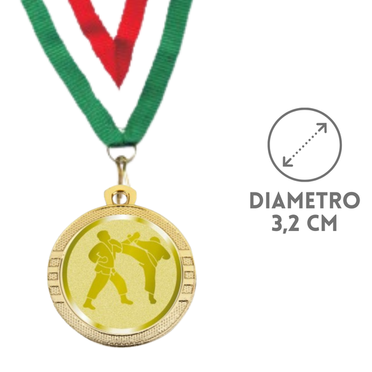 Medaglie competizioni Karate in stock personalizzate 32 mm oro | Cod. 23.00.32.KA