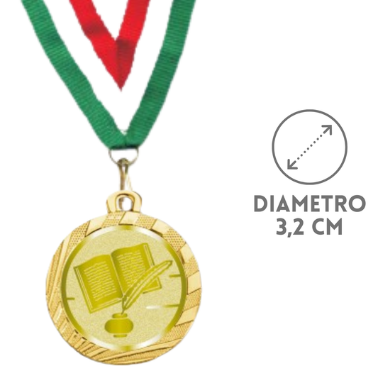 Medaglie Premio Letterario in stock personalizzate 32 mm oro | Cod. 23.001.1XP