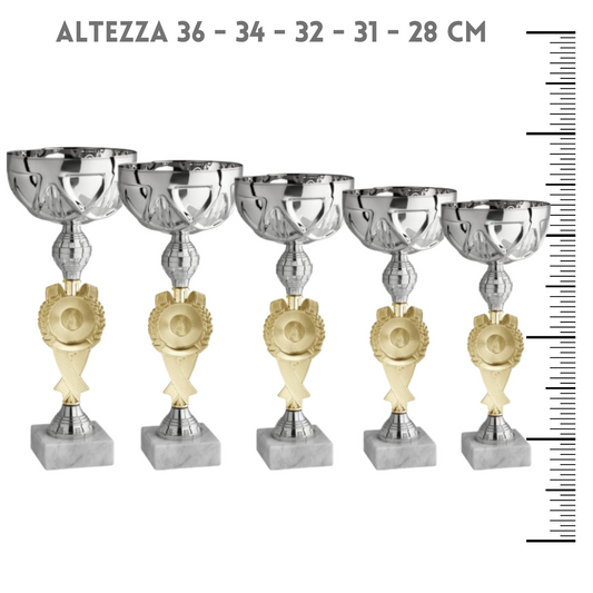 Set 6 premiazioni da 36 - 34 - 32 - 31 - 28 + 28 cm