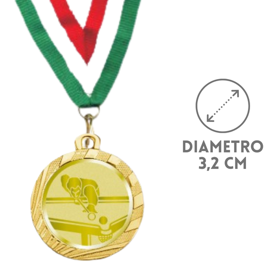 Medaglie Biliardo in stock personalizzate 32 mm oro | Cod. 23.001.1XR