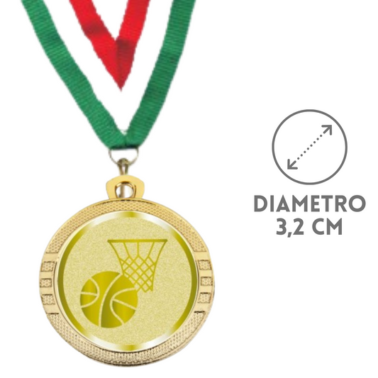 Medaglie Basket in stock personalizzate 32 mm oro | Cod. 23.001.1BA