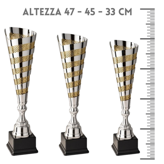 Tris di coppe trofeo personalizzate artigianale
