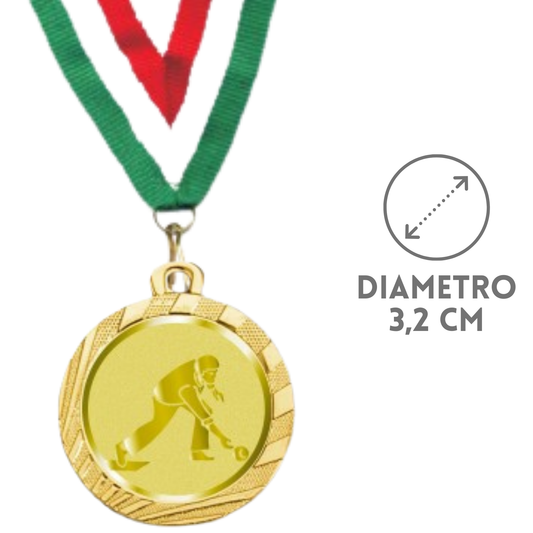 Medaglie Bocce in stock personalizzate 32 mm oro | Cod. 23.001.1XG