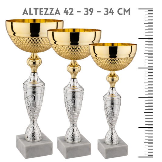 Tris di coppe trofeo personalizzate 10.041