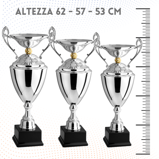 Tris di trofei personalizzati con manici 62 - 57 - 53 cm | Cod. 3.089