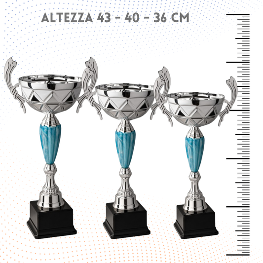 Tris di trofei personalizzati con manici 43 - 40 - 36 cm | Cod. 8.659