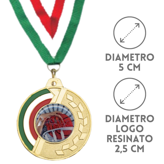Medaglie personalizzate con logo resinato 50 mm oro | Cod. 22.305.62G