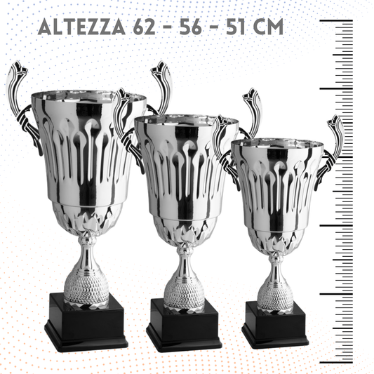 Tris di trofei personalizzati con manici 62 - 56 - 51 cm | Cod. 3.071G