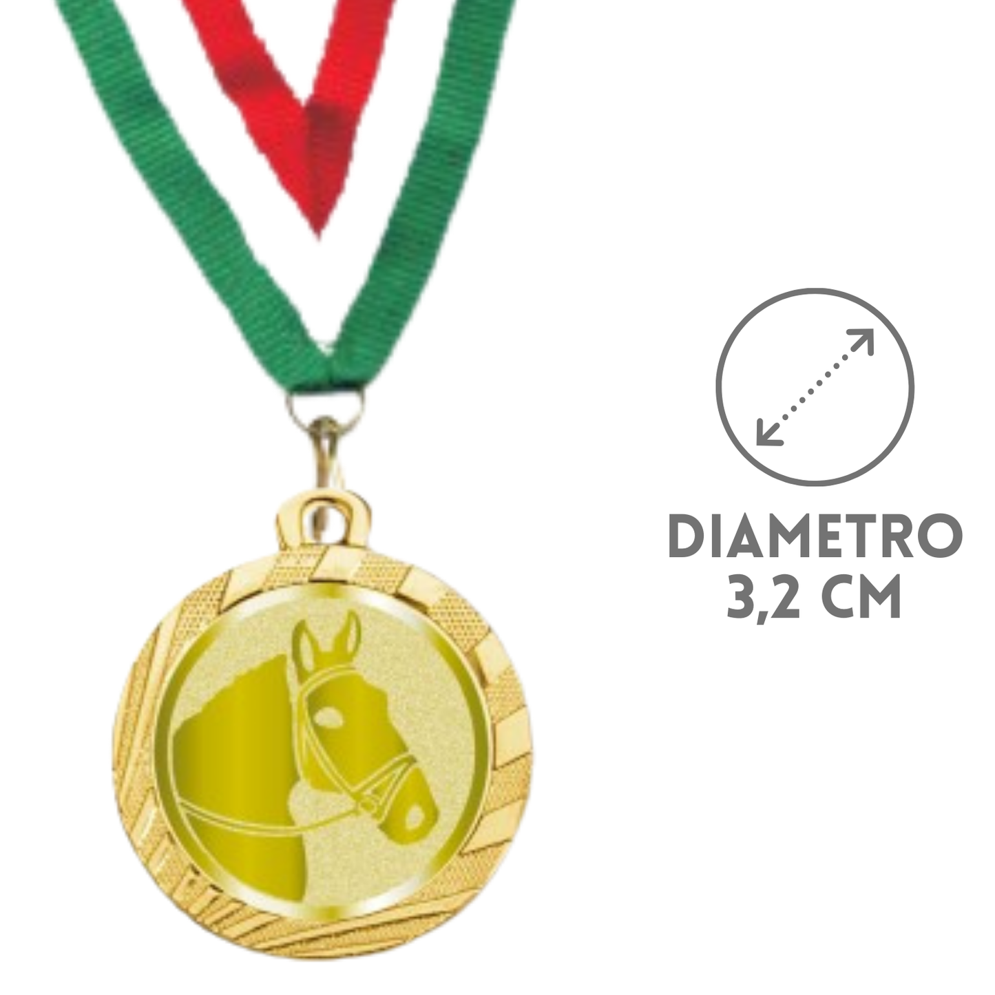 Medaglie gara di equitazione in stock personalizzate 32 mm oro | Cod. 23.001.1XU