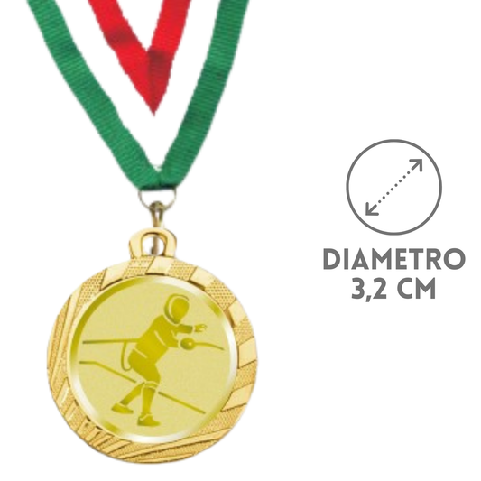 Medaglie gara di scherma in stock personalizzate 32 mm oro | Cod. 23.001.1XV