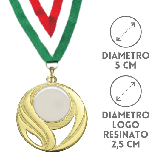 Medaglie personalizzate con logo resinato 50 mm oro | Cod. 22.315.5G