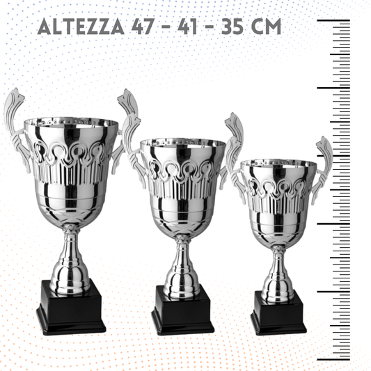 Tris di trofei personalizzati con manici 47 - 41 - 35 cm | Cod. 4.449