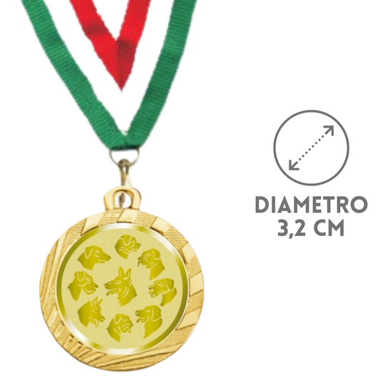 Medaglie competizioni cinofile in stock personalizzate 32 mm oro | Cod. 23.001.1XZ