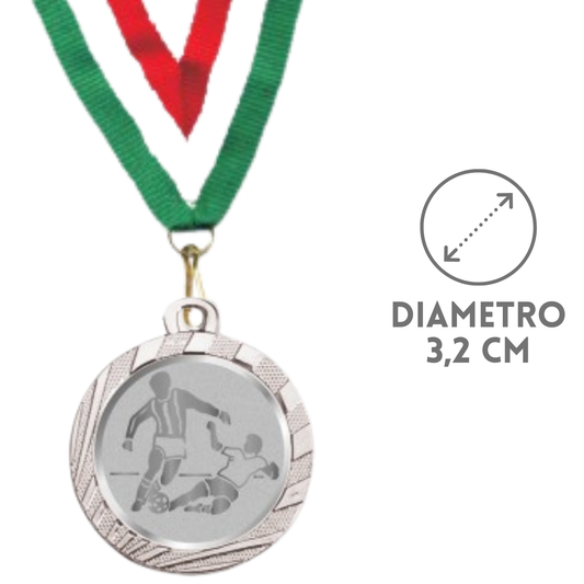 Medaglie Calcio in stock personalizzate 32 mm argento | Cod. 23.001.1CS