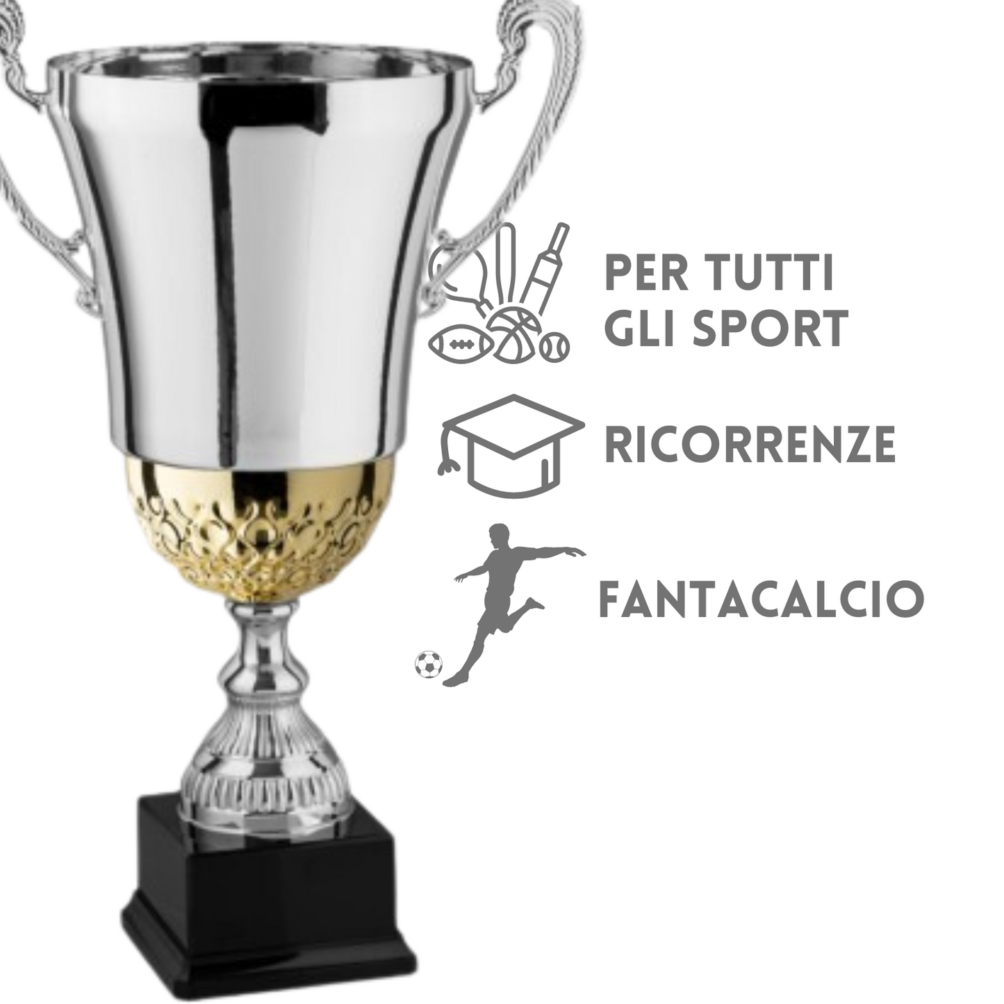 Tris di coppe trofeo personalizzate