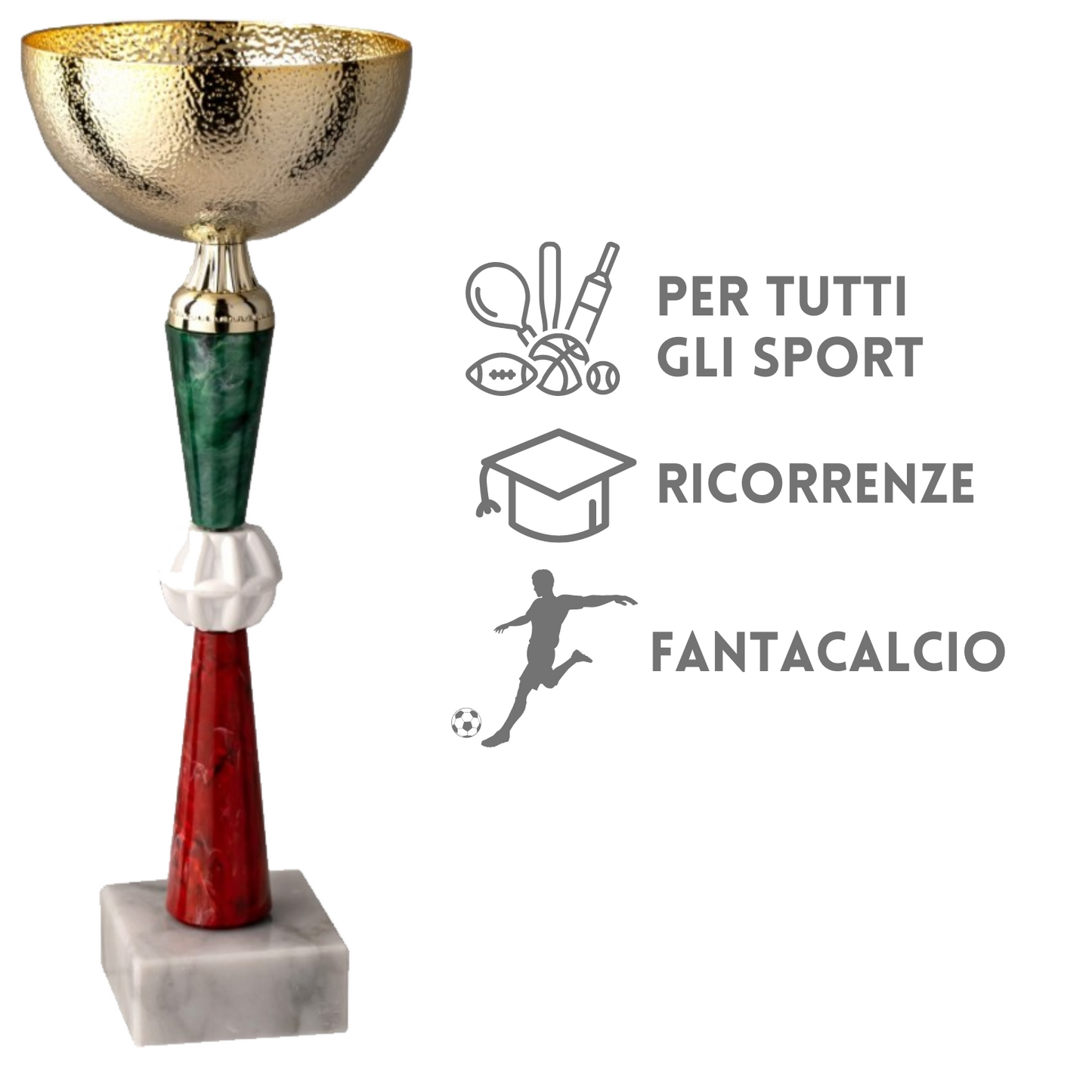 Tris di coppe trofeo personalizzate