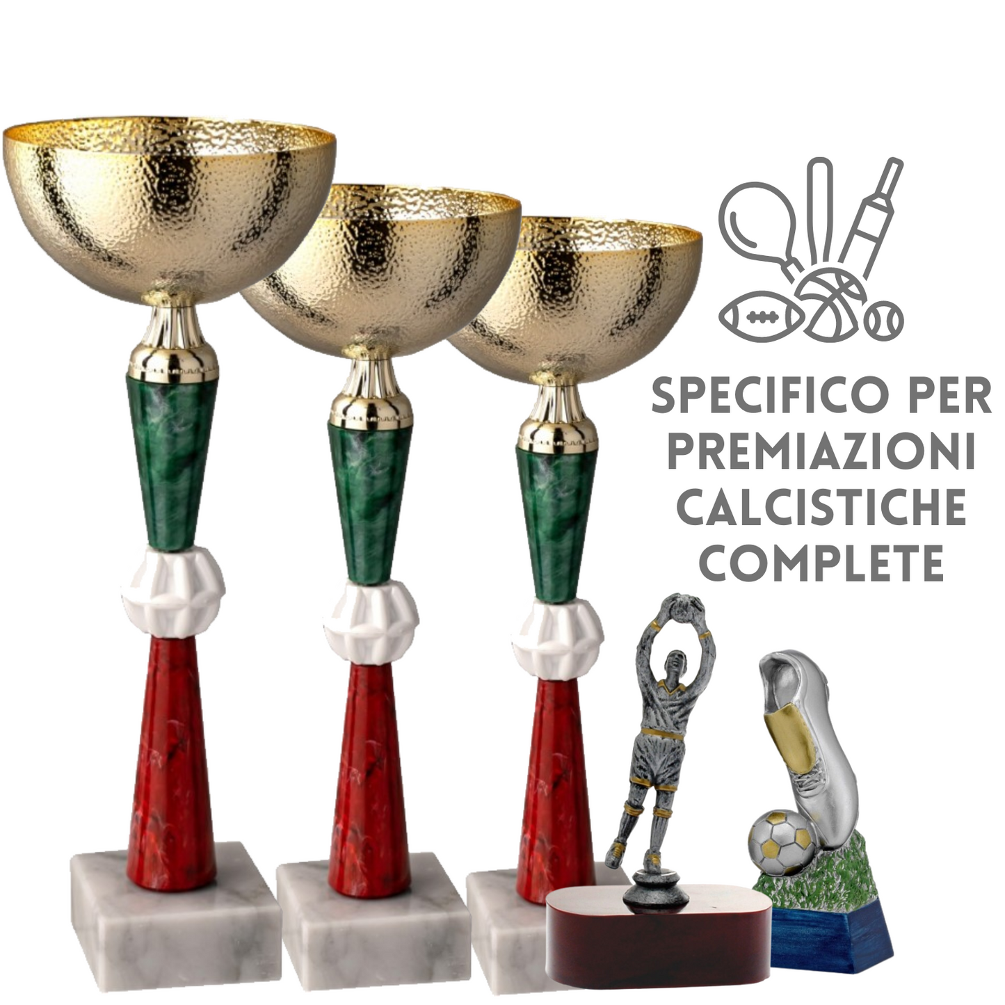 Set completo 5 pezzi premiazioni calcistiche gran risparmio | Cod. eco1