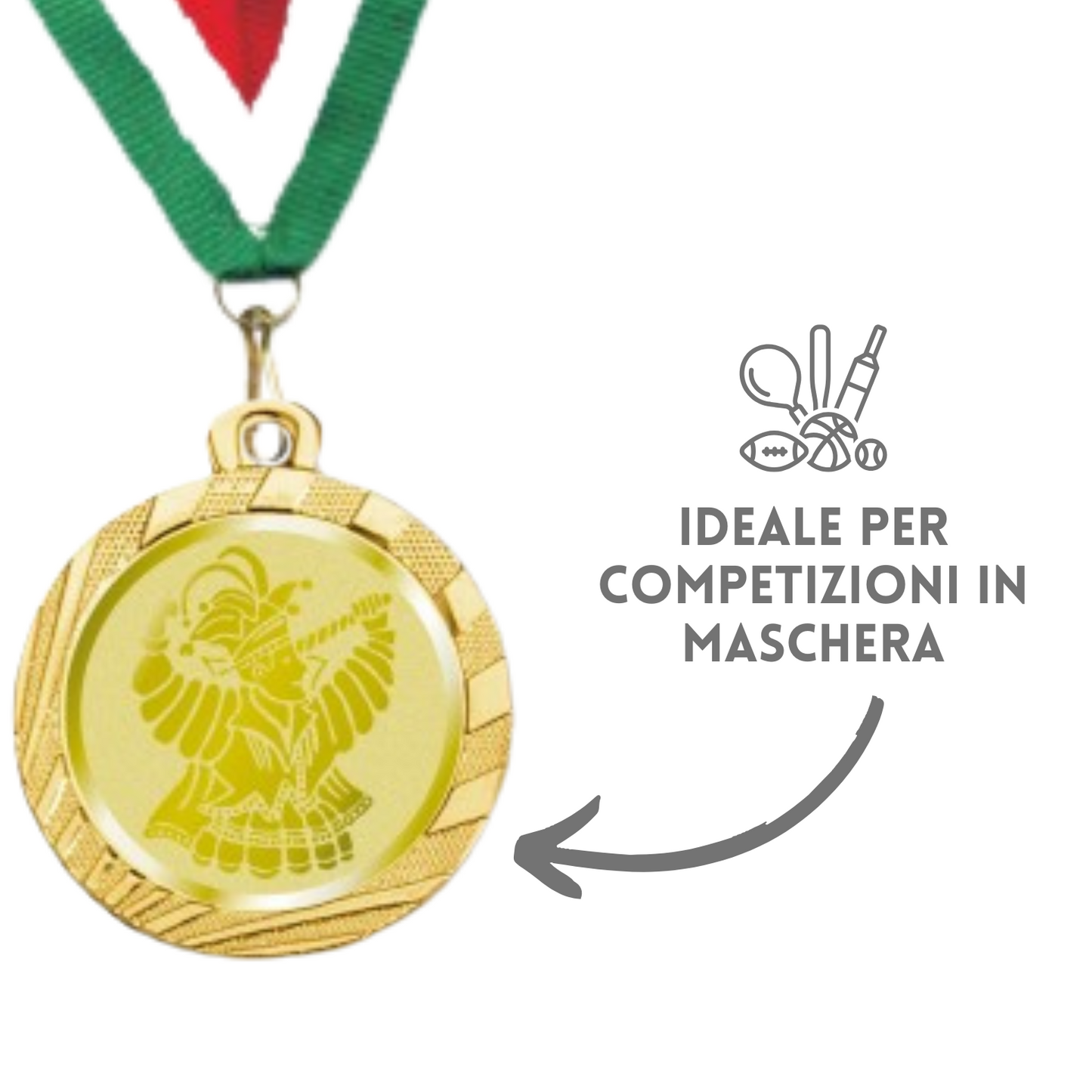 Medaglie gara in maschera in stock personalizzate 32 mm oro | Cod. 23.001.1XD