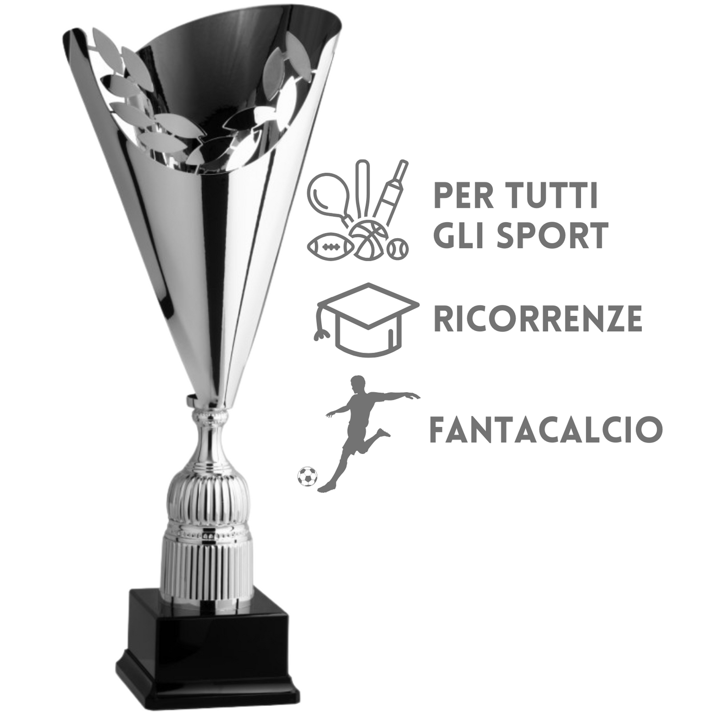 Coppa trofeo a taglio laser con foglie 58 cm | Cod. 2.562