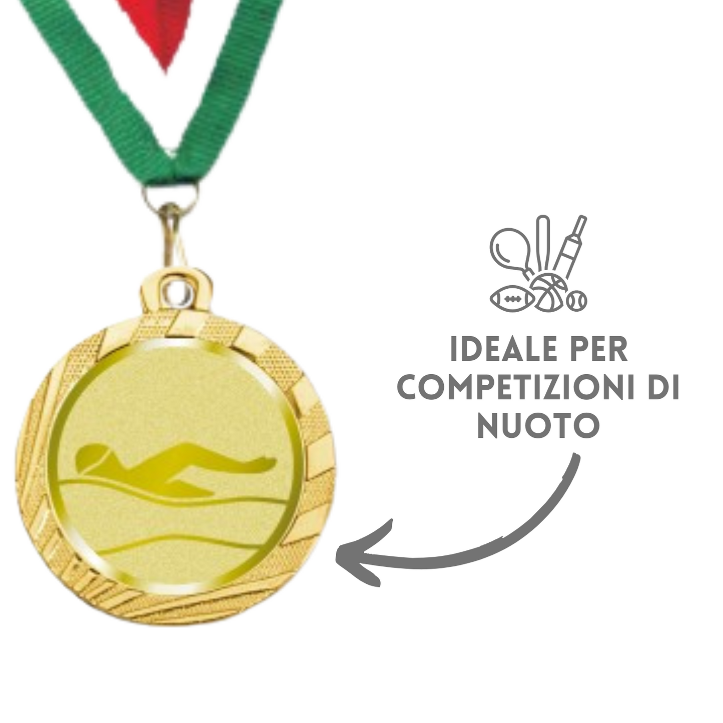 Medaglie Premio Nuoto in stock personalizzate 32 mm oro | Cod. 23.001.1XN