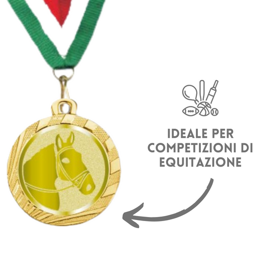 Medaglie gara di equitazione in stock personalizzate 32 mm oro | Cod. 23.001.1XU