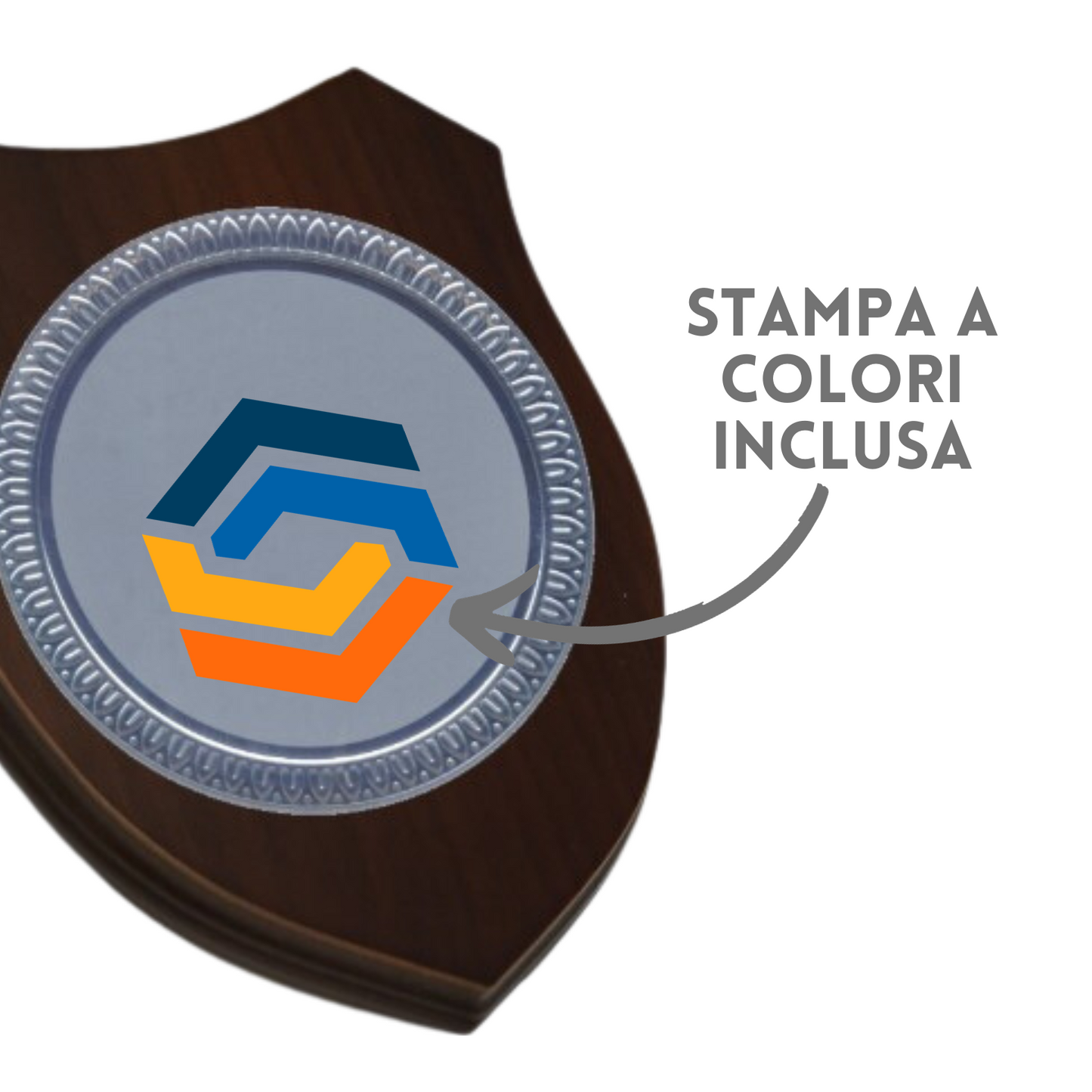 Crest personalizzato 22x18 cm con disco in metallo | Cod. 25.619D