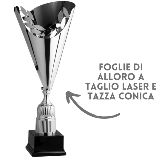 Coppa trofeo a taglio laser con foglie 58 cm | Cod. 2.562