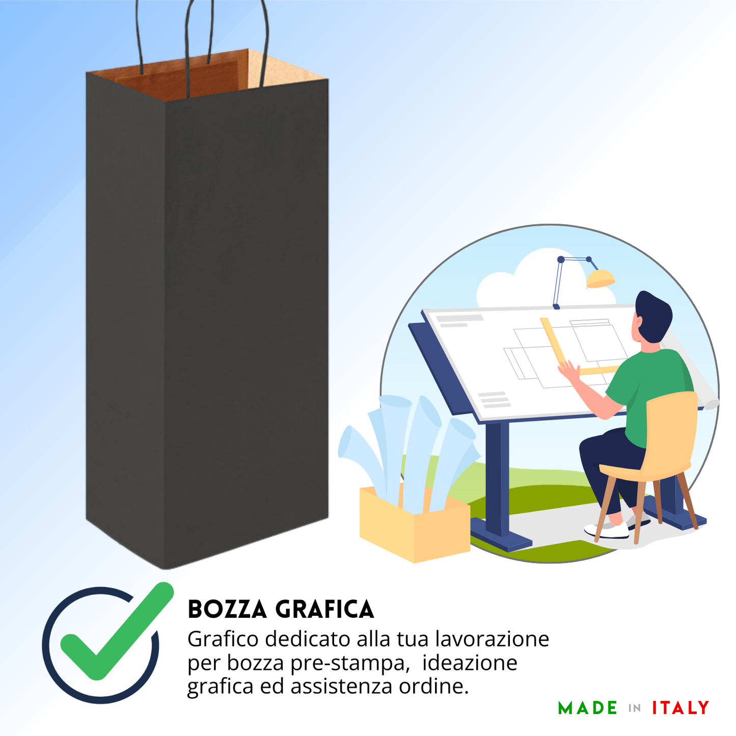 Shopper in carta personalizzate per bottiglie 14x8,5x39,5 cm | Cod. PG018