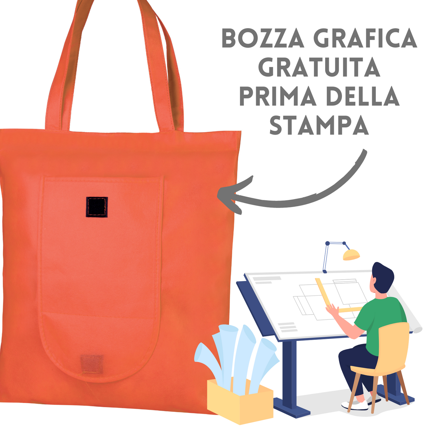 Shopper personalizzata Richiudibile in TNT 38X42 cm | Cod. PG175