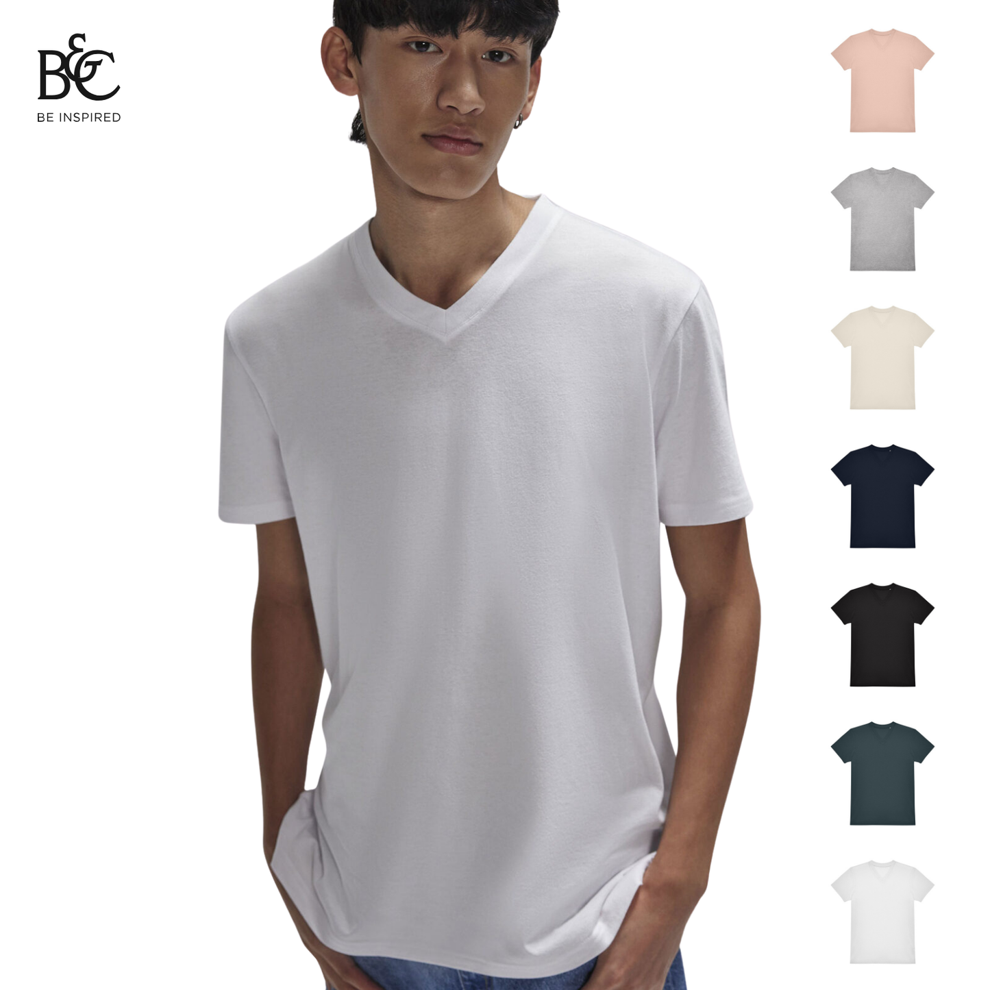 T-shirt collo a V in single Jersey pre-ristretto BCTU008