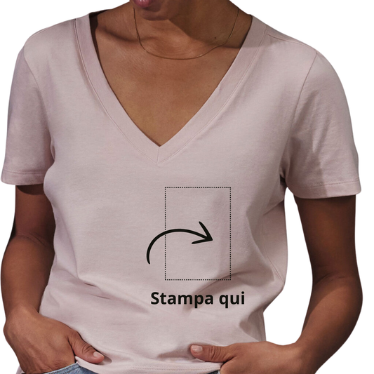 T-shirt femminile collo a V in single Jersey pre-ristretto | Cod. BCTW001
