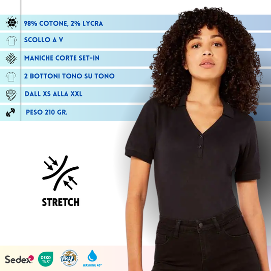 Polo personalizzate da donna con scollo a V | Cod. KK732