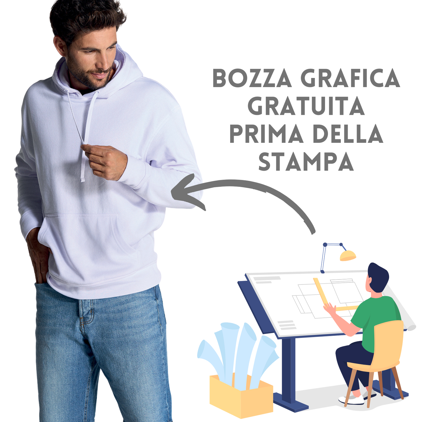 Felpa unisex personalizzata con cappuccio | Cod. SWOCEKNG
